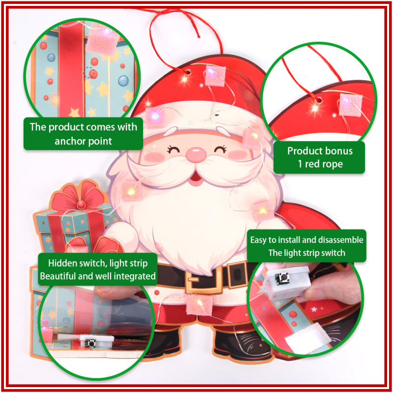 Christmas Decoration Luminous Pendant Pvc Cartoon Elk Snowman Kidsren's Christmas Gift DIY Lantern Elderly Pendant