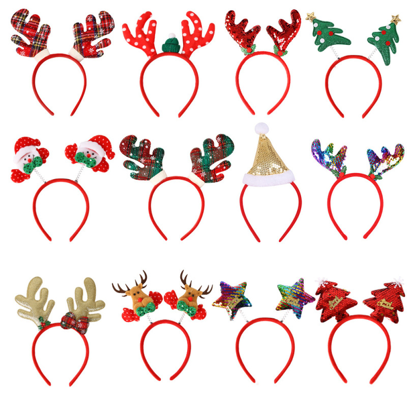 Christmas headband elk horn five star headband Christmas decorations children plastic head buckle party decoration supplies