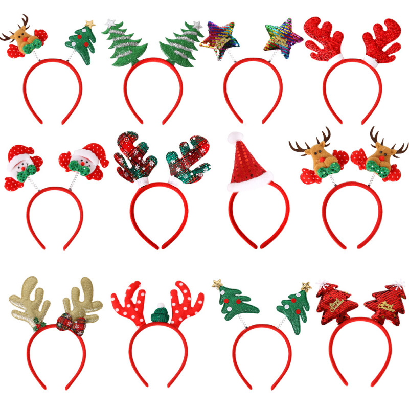 Christmas headband elk horn five star headband Christmas decorations children plastic head buckle party decoration supplies