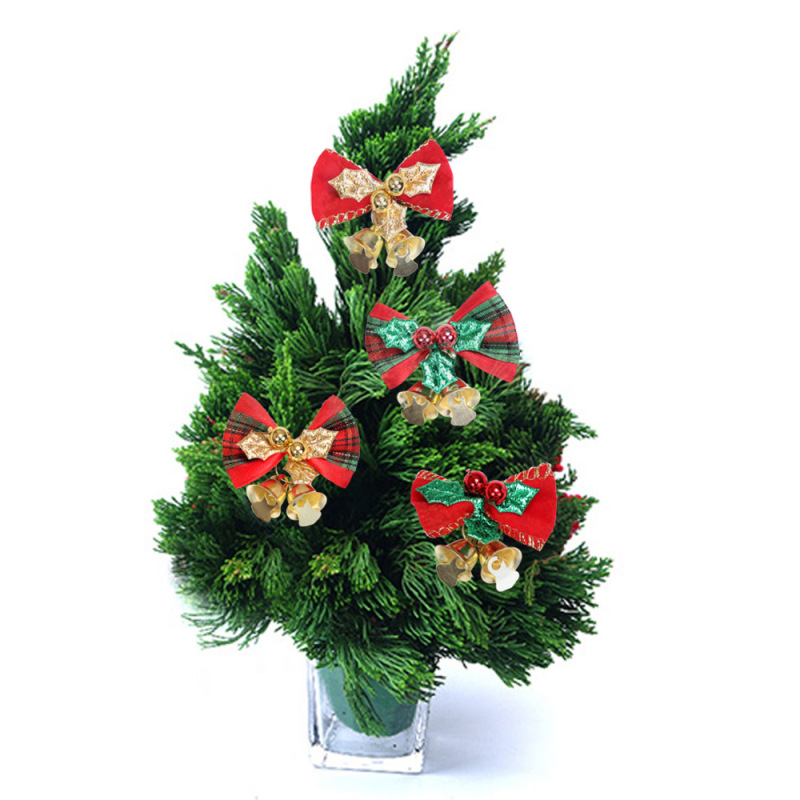 Mini Bow Christmas Tree Decoration Christmas Gift Box Dress Up Christmas DIY Accessories Bow Bell Hanging Ornaments