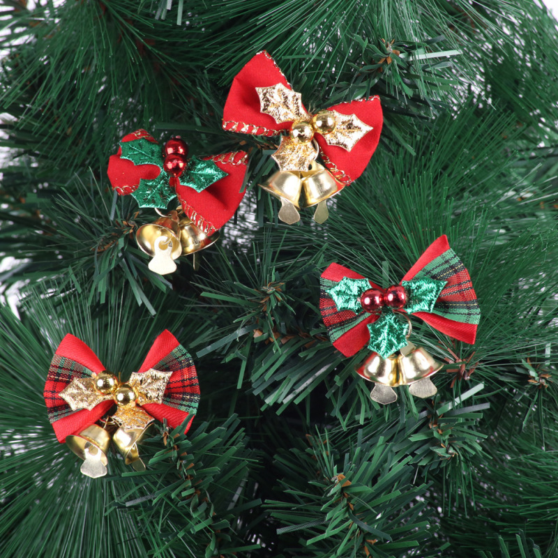 Mini Bow Christmas Tree Decoration Christmas Gift Box Dress Up Christmas DIY Accessories Bow Bell Hanging Ornaments