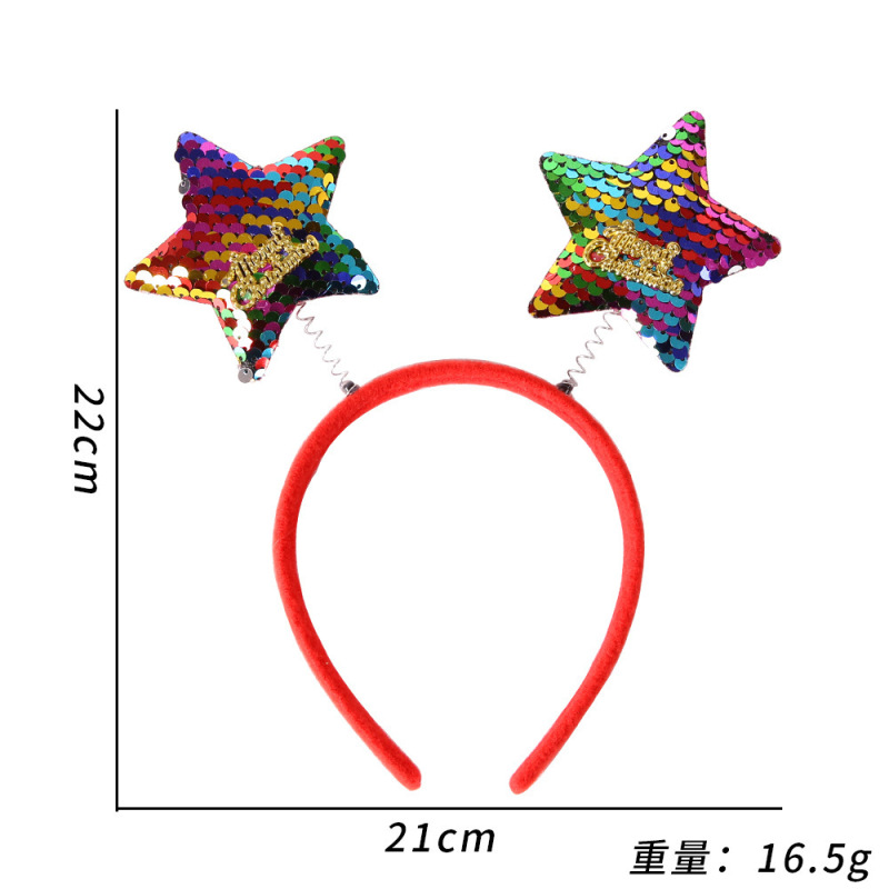 Christmas headband elk horn five star headband Christmas decorations children plastic head buckle party decoration supplies