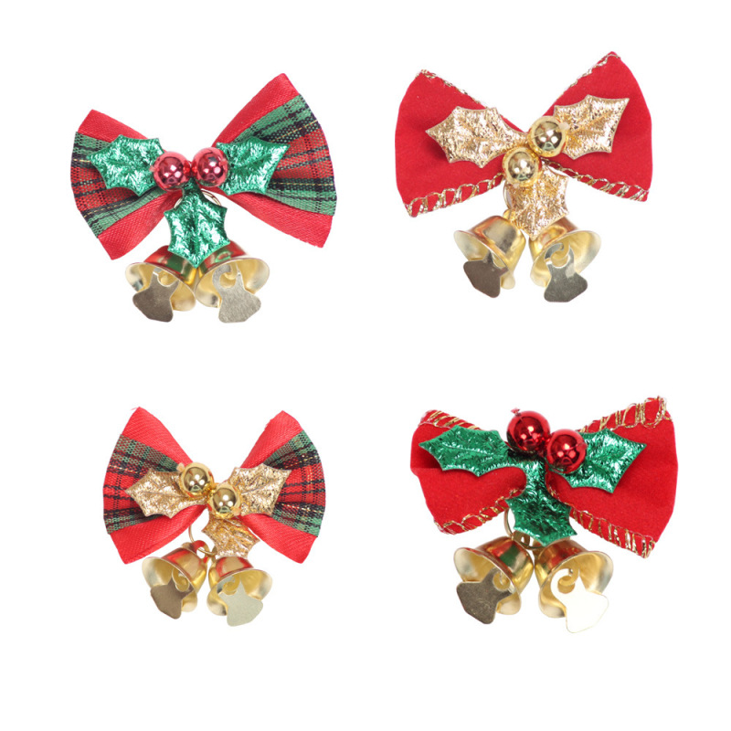Mini Bow Christmas Tree Decoration Christmas Gift Box Dress Up Christmas DIY Accessories Bow Bell Hanging Ornaments