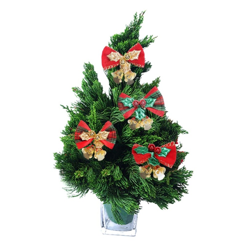 Mini Bow Christmas Tree Decoration Christmas Gift Box Dress Up Christmas DIY Accessories Bow Bell Hanging Ornaments