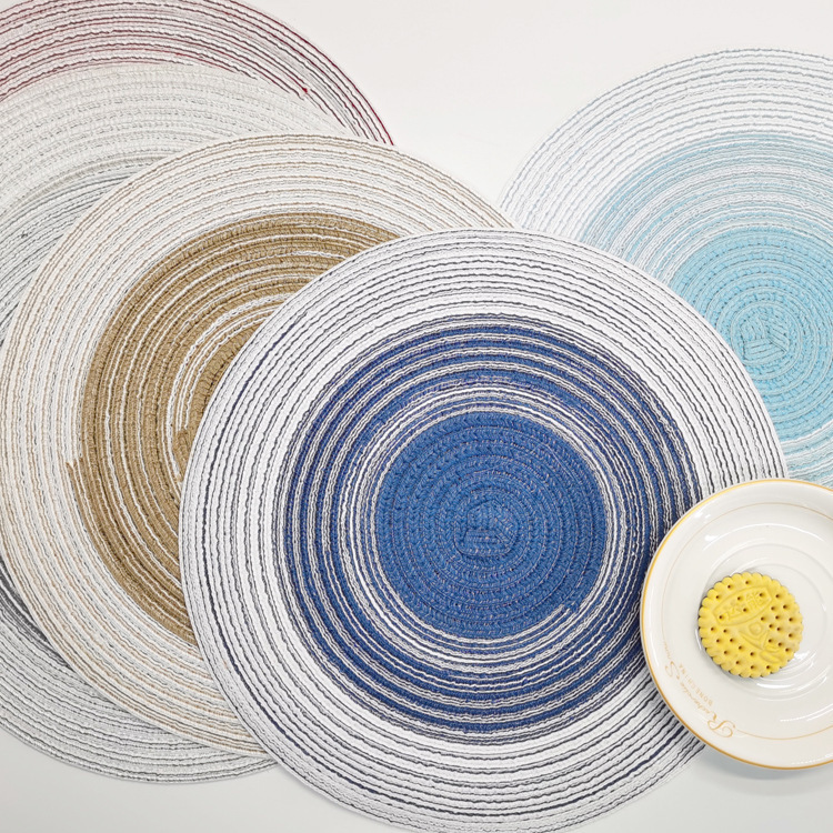 Nordic Style Woven Place Mat Gradient Cotton Yarn Place Mat Western Restaurant Table Mat Coaster Kitchen Daily Mat Dinner Plate Mat