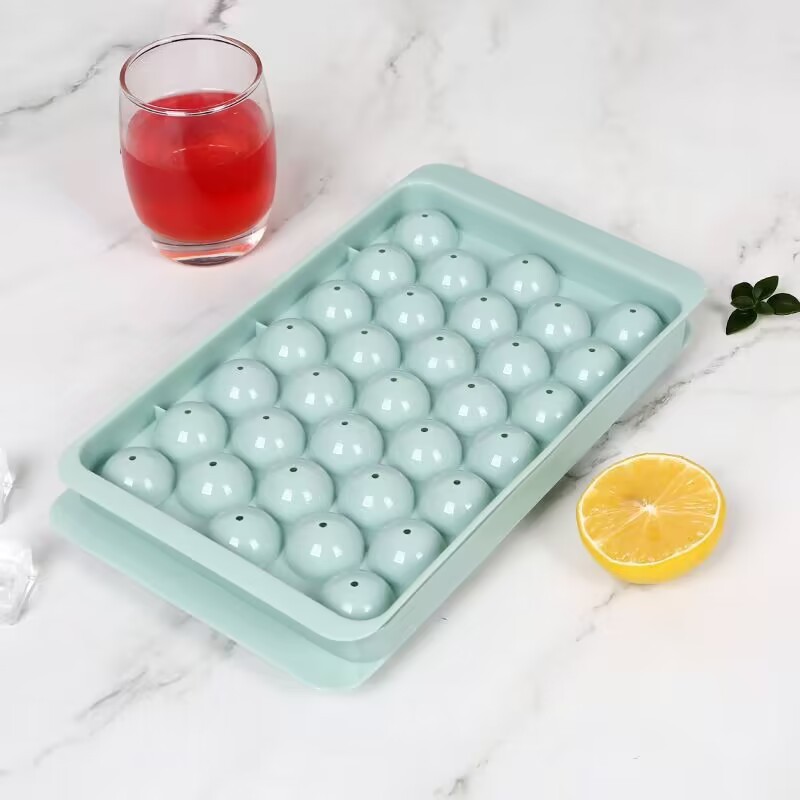 Lerton Silicone Ice Cube with Lid Homemade Round Ice Box Creative Ice Cube Grinder Wholesale Household Frozen Ice Ball Box