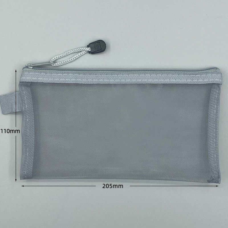 Transparent mesh pencil case, simple and large capacity stationery storage zipper bag, exam specific storage bag, student stationery bag