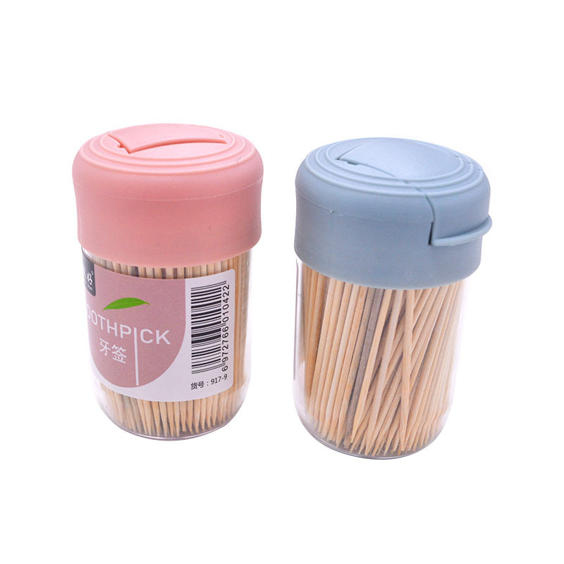 917-9 Double-headed Bamboo Toothpick Portable Tube Bamboo Toothpick Double-headed Toothpick Tooth Removal Artifact Small Flip Cover