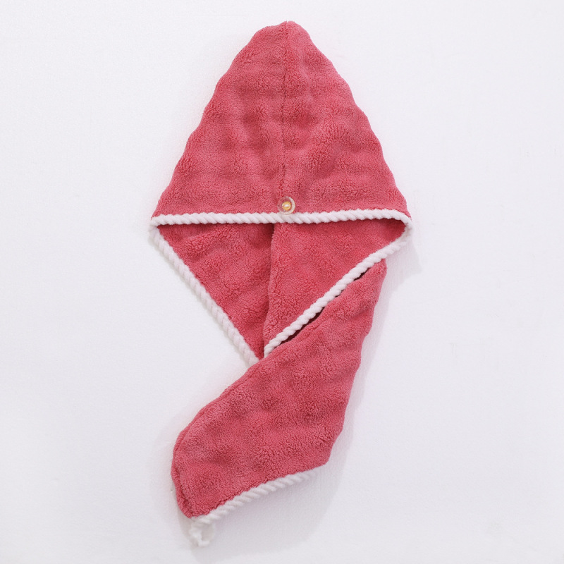 New hair drying cap coral fleece absorbent dry hair towel shower cap women's soft turban plain towel wholesale trade