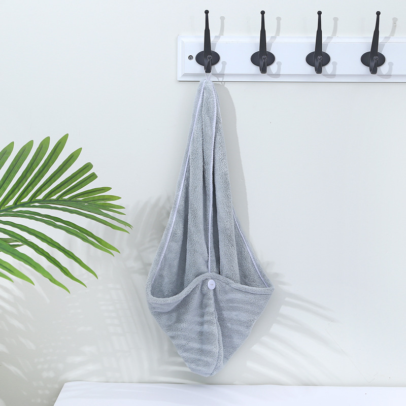 New hair drying cap coral fleece absorbent dry hair towel shower cap women's soft turban plain towel wholesale trade
