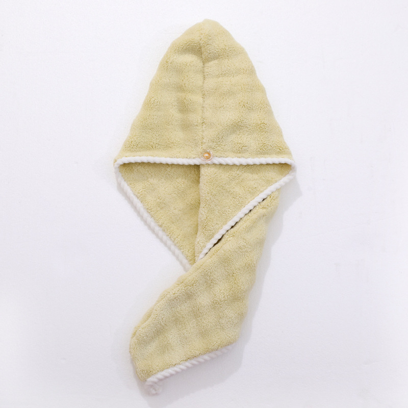 New hair drying cap coral fleece absorbent dry hair towel shower cap women's soft turban plain towel wholesale trade
