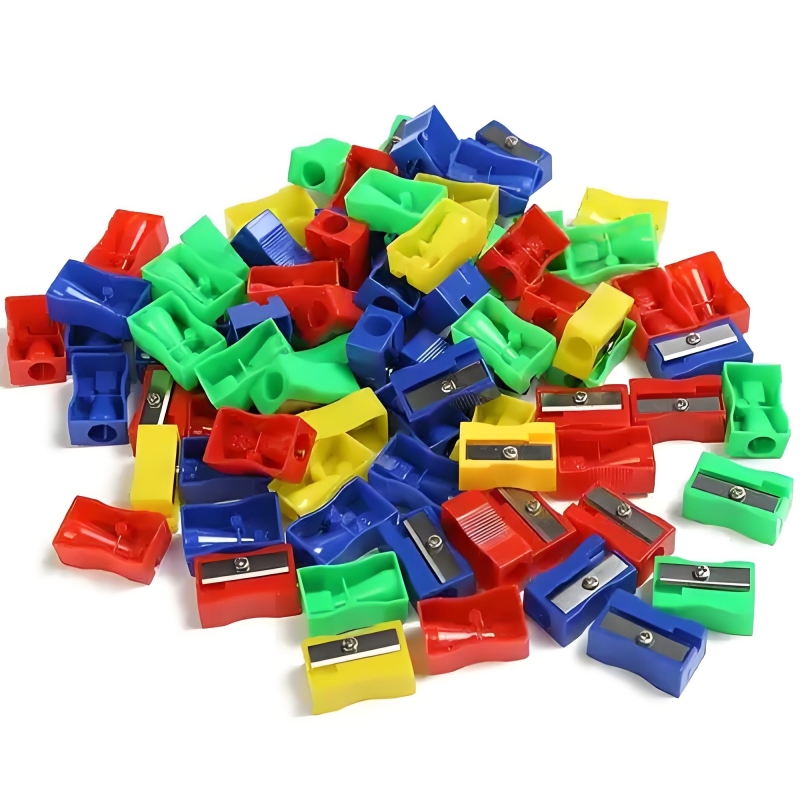 Colorful Single-Hole Small Square Plastic Manual Pencil Sharpener Primary School Student Pencil Sharpener Pencil Sharpener Stationery Small Gifts Wholesale