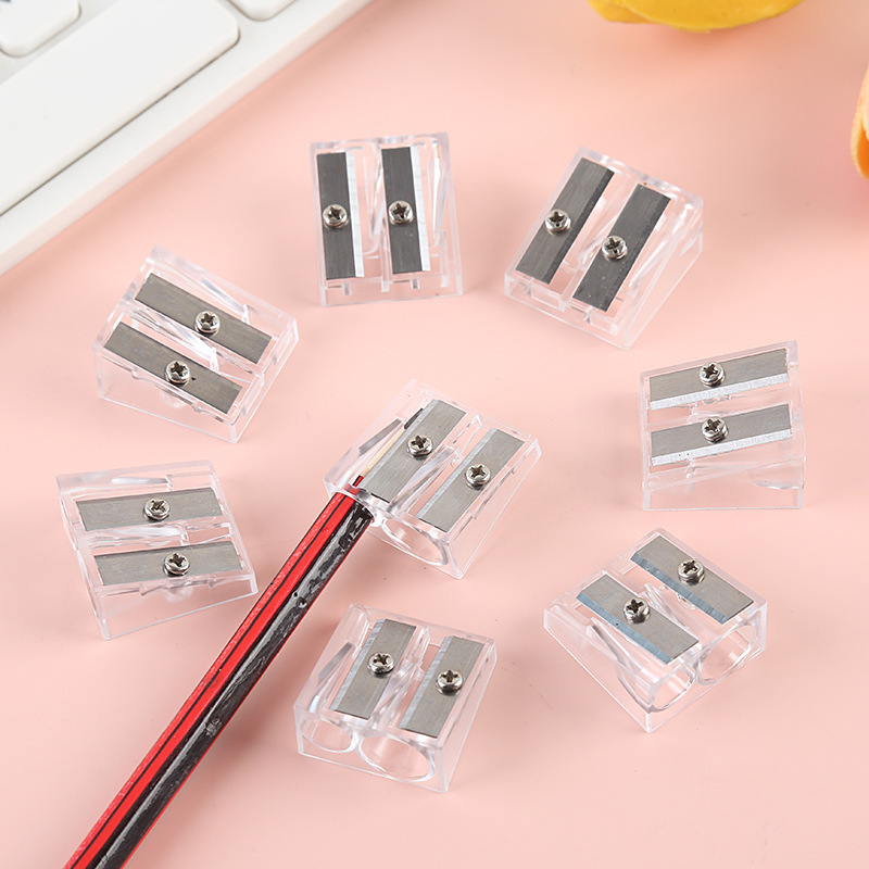 Colorful Single-Hole Small Square Plastic Manual Pencil Sharpener Primary School Student Pencil Sharpener Pencil Sharpener Stationery Small Gifts Wholesale