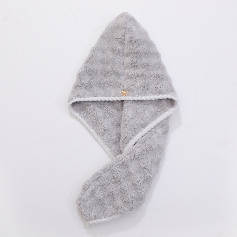 New hair drying cap coral fleece absorbent dry hair towel shower cap women's soft turban plain towel wholesale trade