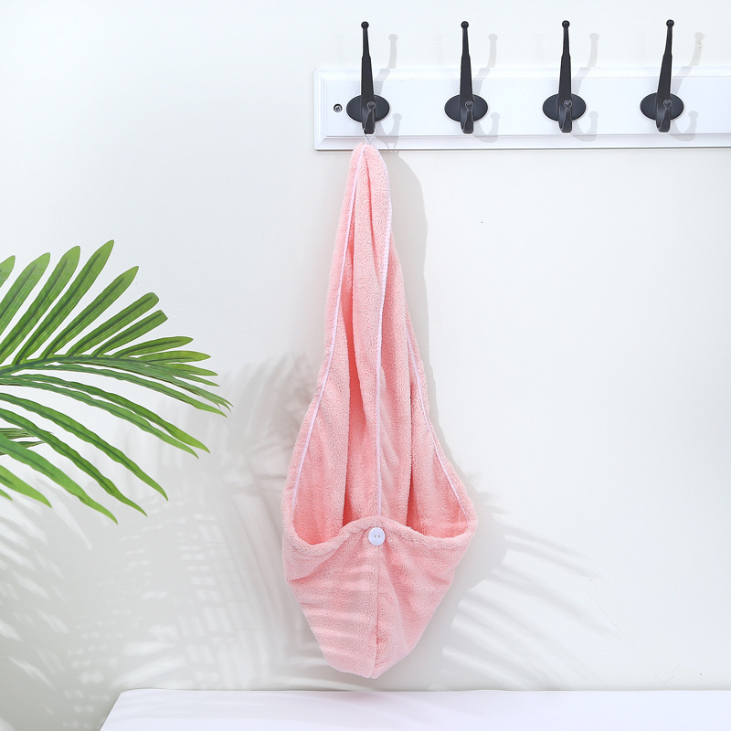 New hair drying cap coral fleece absorbent dry hair towel shower cap women's soft turban plain towel wholesale trade