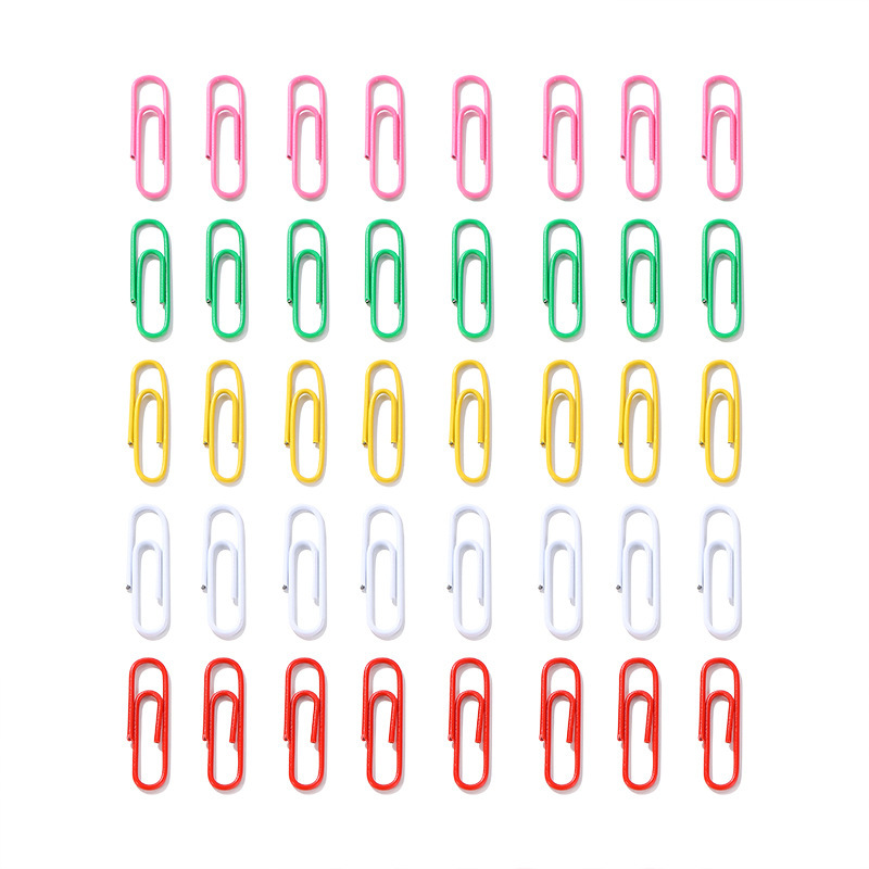 Cross-border bulk color paper clip student office supplies 28mm plastic paper clip set combination stationery wholesale