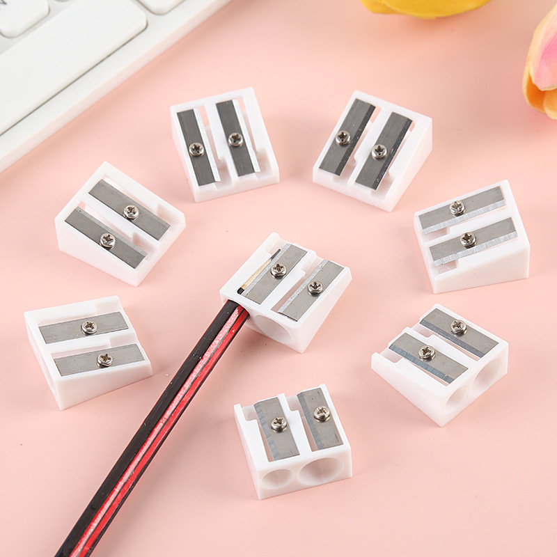 Colorful Single-Hole Small Square Plastic Manual Pencil Sharpener Primary School Student Pencil Sharpener Pencil Sharpener Stationery Small Gifts Wholesale