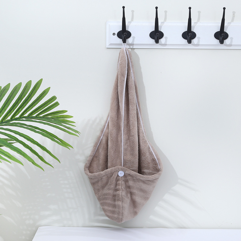 New hair drying cap coral fleece absorbent dry hair towel shower cap women's soft turban plain towel wholesale trade