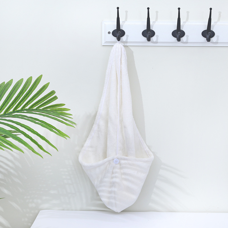 New hair drying cap coral fleece absorbent dry hair towel shower cap women's soft turban plain towel wholesale trade