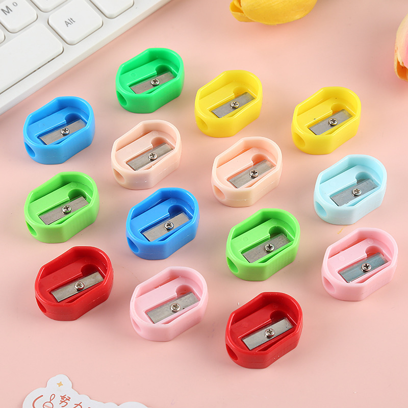 Colorful Single-Hole Small Square Plastic Manual Pencil Sharpener Primary School Student Pencil Sharpener Pencil Sharpener Stationery Small Gifts Wholesale