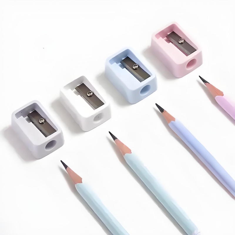 Colorful Single-Hole Small Square Plastic Manual Pencil Sharpener Primary School Student Pencil Sharpener Pencil Sharpener Stationery Small Gifts Wholesale