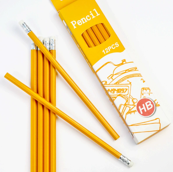 Original Paper Crayons with Integrated Rubber