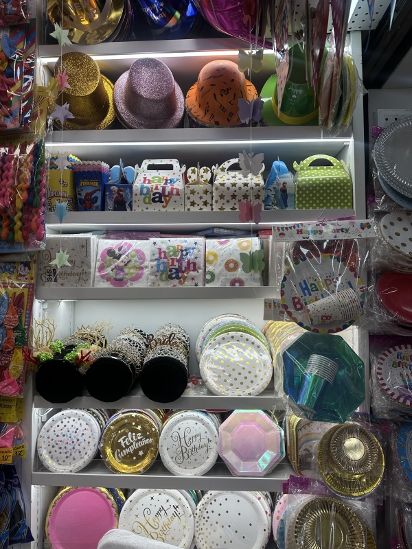Party flags, candles, balloons, disposable tableware, birthday digital candles