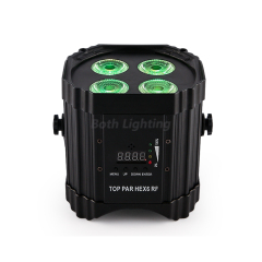 Top PAR hex6 RF 4*18W RGBWA UV 6 in 1 Wireless DMX LED Uplight RF Remote