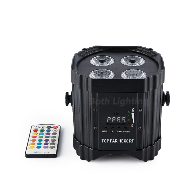 Top PAR hex6 RF 4*18W RGBWA UV 6 in 1 Wireless DMX LED Uplight RF Remote