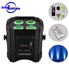 Top PAR hex6 RF 4*18W RGBWA UV 6 in 1 Wireless DMX LED Uplight RF Remote