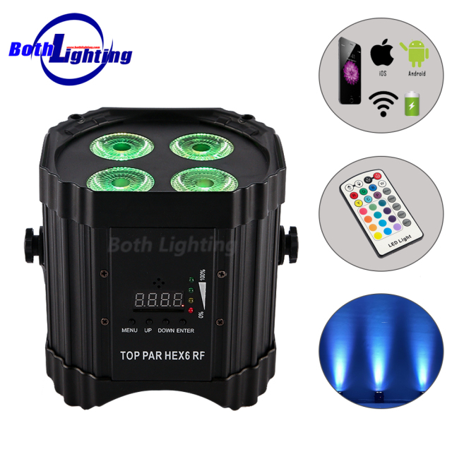 Top PAR hex6 RF 4*18W RGBWA UV 6 in 1 Wireless DMX LED Uplight RF Remote