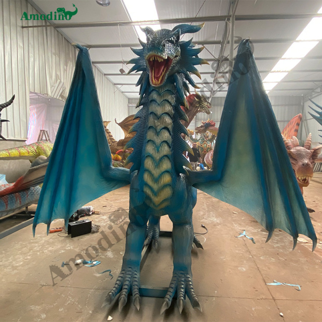 Dragón Volador Azul Animatrónico con Rociado de Agua para Centros Comerciales