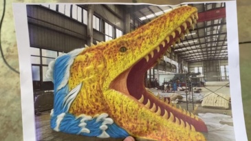 Electronic Dinosaur Door Head Water spray & Customizable for Shopping Mall