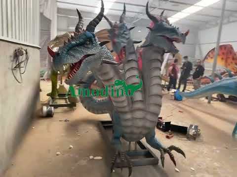 Animatronic Three Headed Dragon Spray & Water spray for Amusement Park