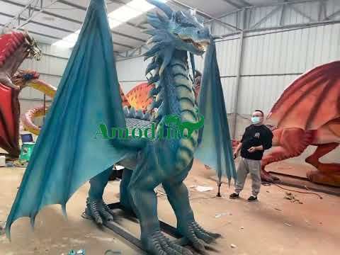 Dragón Volador Azul Animatrónico con Rociado de Agua para Centros Comerciales