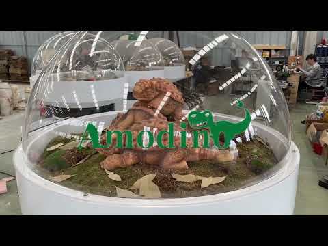 Customizable and ultra-realistic animatronic ankylosaur incubator with screen display, suitable for shopping malls and museums