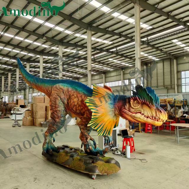 Dilophosaurus electrónico y personalizable para parque de atracciones