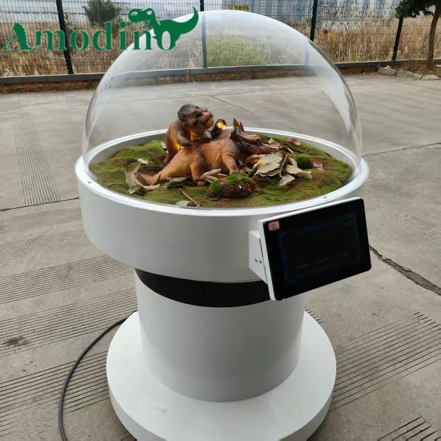 Hyper-realistic baby triceratops incubator for zoos/parks