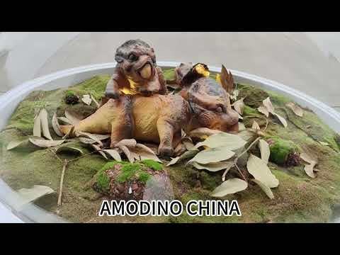 Hyper-realistic baby triceratops incubator for zoos/parks