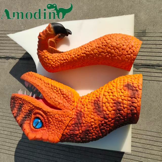 Hand-Operated Velociraptor Puppet with Moving Mouth