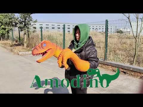 Hand-Operated Velociraptor Puppet with Moving Mouth