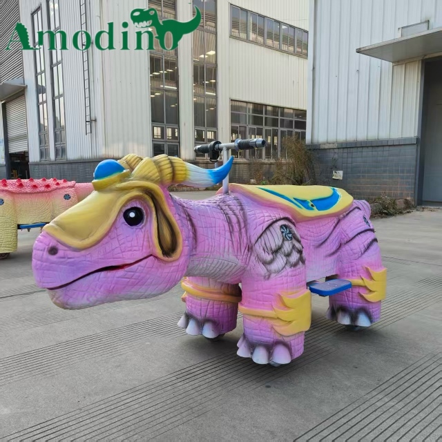 Customizable Pink Cute Animatronic Dinosaur Ride for Playground