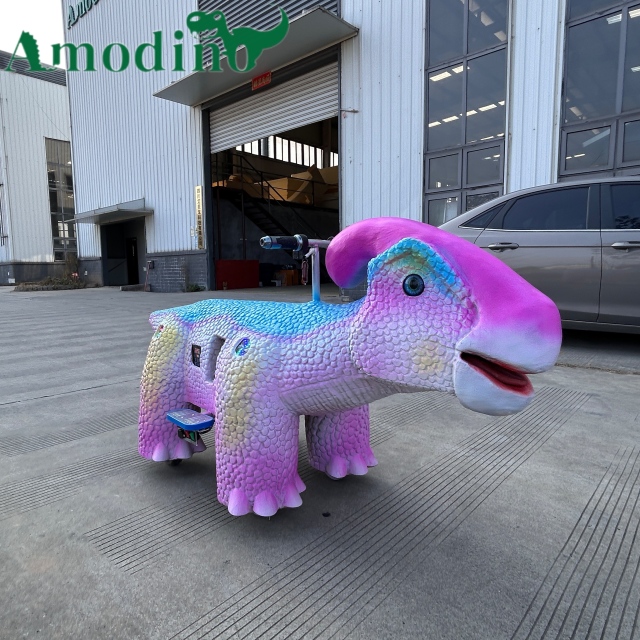 Montura de Dinosaurio con Degradado Arcoíris – Patinete por Monedas para Centros Comerciales Interiores