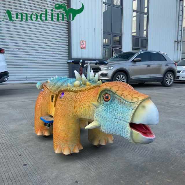 Atracción Popular: Montura de Anquilosaurio Colorido y Adorable de Operación con Monedas para Parques