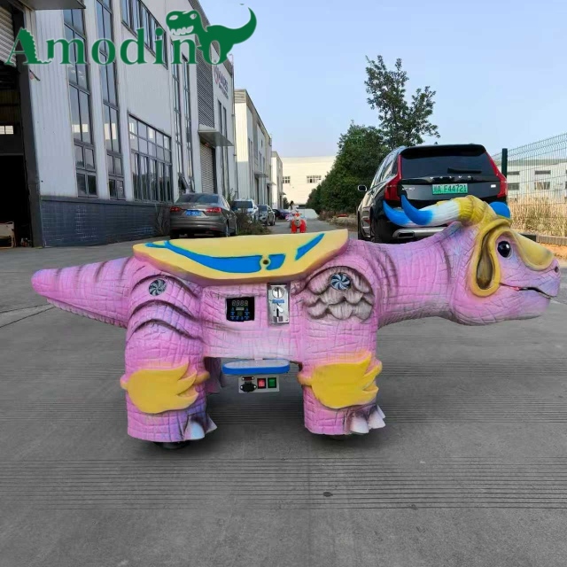 Customizable Pink Cute Animatronic Dinosaur Ride for Playground