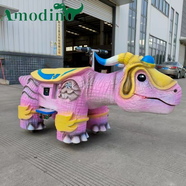 Customizable Pink Cute Animatronic Dinosaur Ride for Playground