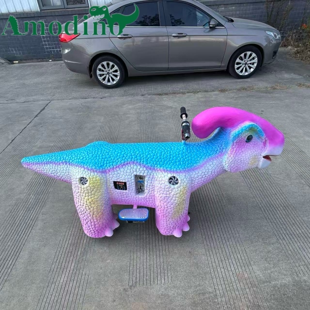 Montura de Dinosaurio con Degradado Arcoíris – Patinete por Monedas para Centros Comerciales Interiores