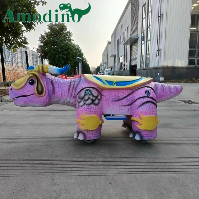 Customizable Pink Cute Animatronic Dinosaur Ride for Playground