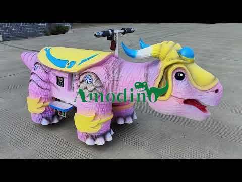 Customizable Pink Cute Animatronic Dinosaur Ride for Playground