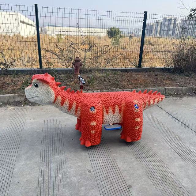 Montura de Dinosaurio de Dibujos Animados Roja Popular y Personalizable para Parques al Aire Libre